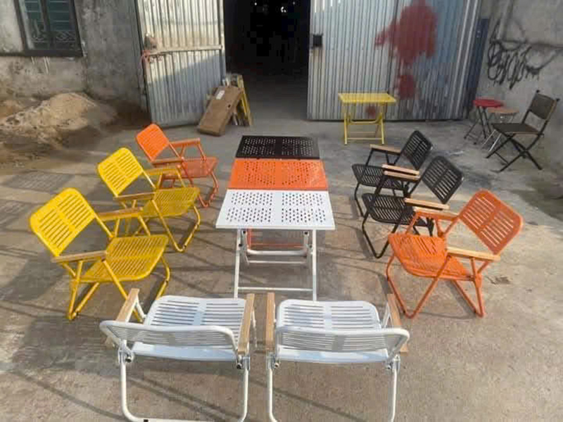 Bàn ghế xếp cafe nan sắt sơn tĩnh điện GC574