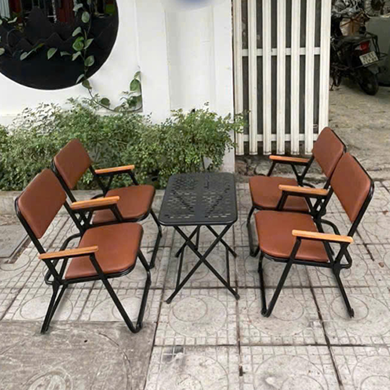 Ghế xếp cafe ghế cà phê gấp gọn camping mặt nệm có tay GC576