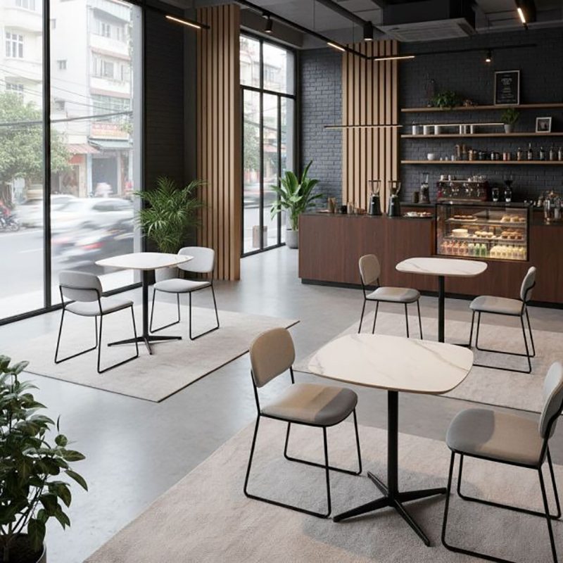 Bàn cafe D60 mặt gỗ plywood vân giả đá GC979