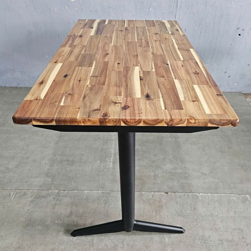 Bàn cafe nhà hàng chữ nhật 120x70cm gỗ tràm chân sắt GC793