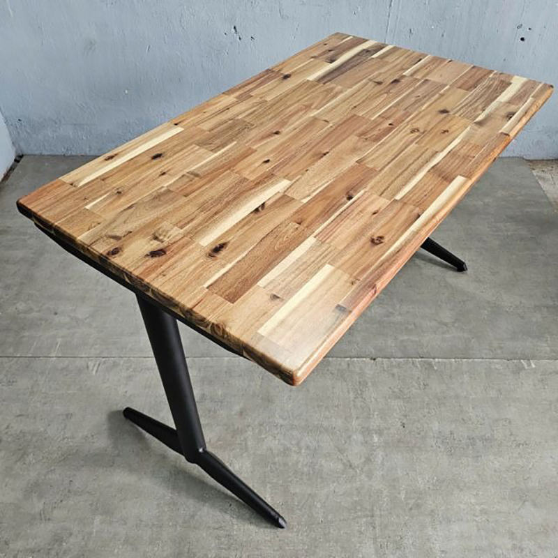 Bàn cafe nhà hàng chữ nhật 120x70cm gỗ tràm chân sắt GC793