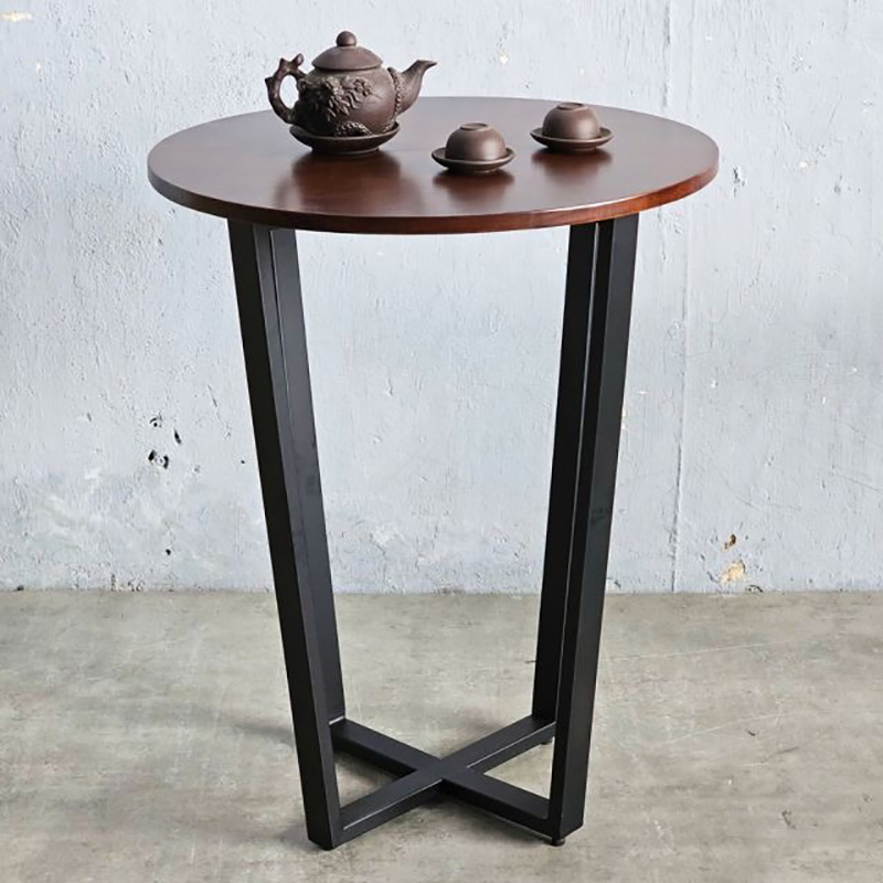 Bàn cafe tiếp khách tròn D60cm gỗ cao su chân sắt GC795