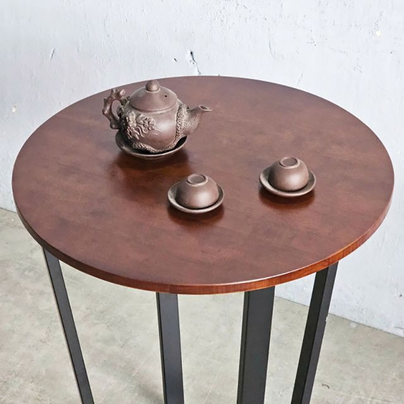 Bàn cafe tiếp khách tròn D60cm gỗ cao su chân sắt GC795
