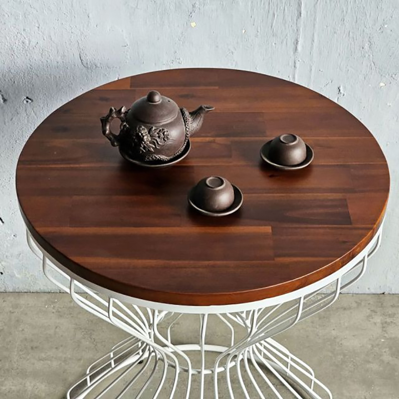 Bàn cafe tròn D60cm gỗ tràm chân sắt GC794