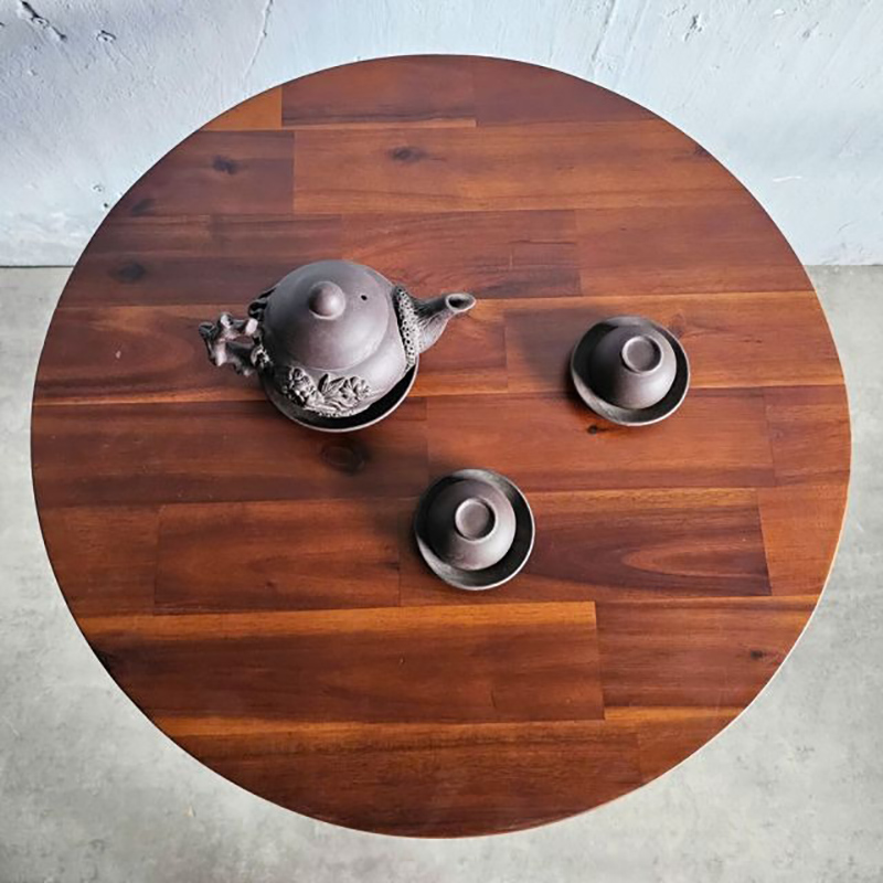 Bàn cafe tròn D60cm gỗ tràm chân sắt GC794