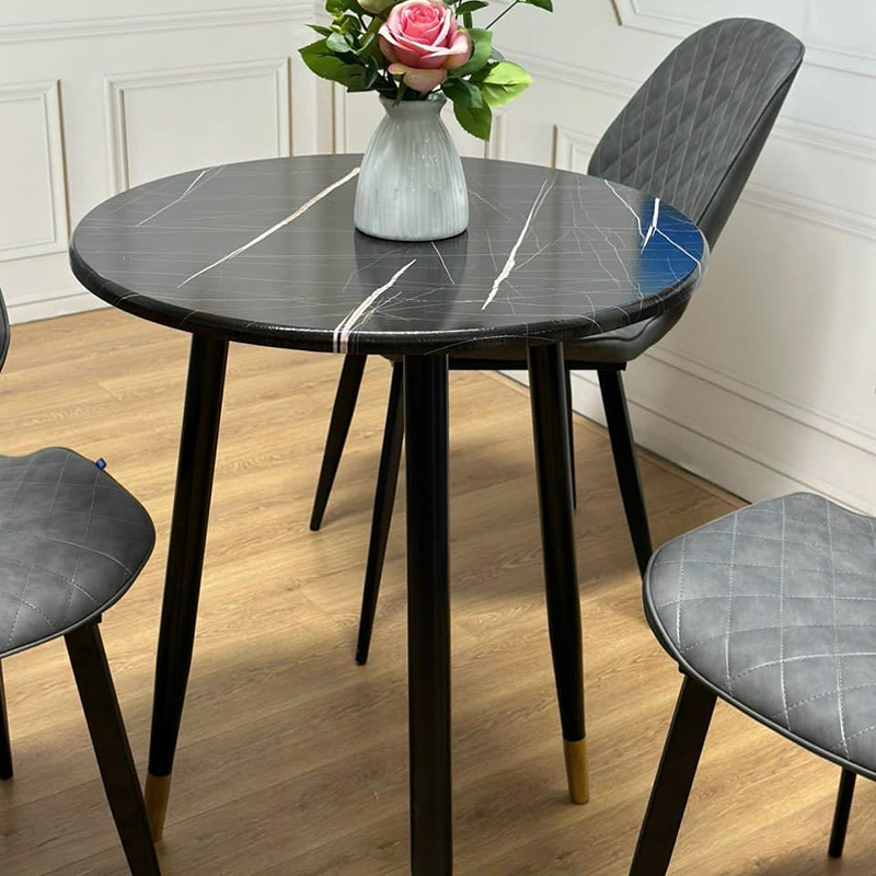 Bàn cafe tròn mặt gỗ HDF cao cấp phủ PVC chân sắt GC964