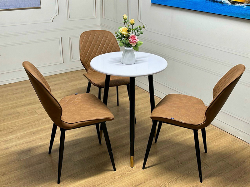 Bàn cafe tròn mặt gỗ HDF cao cấp phủ PVC chân sắt GC964