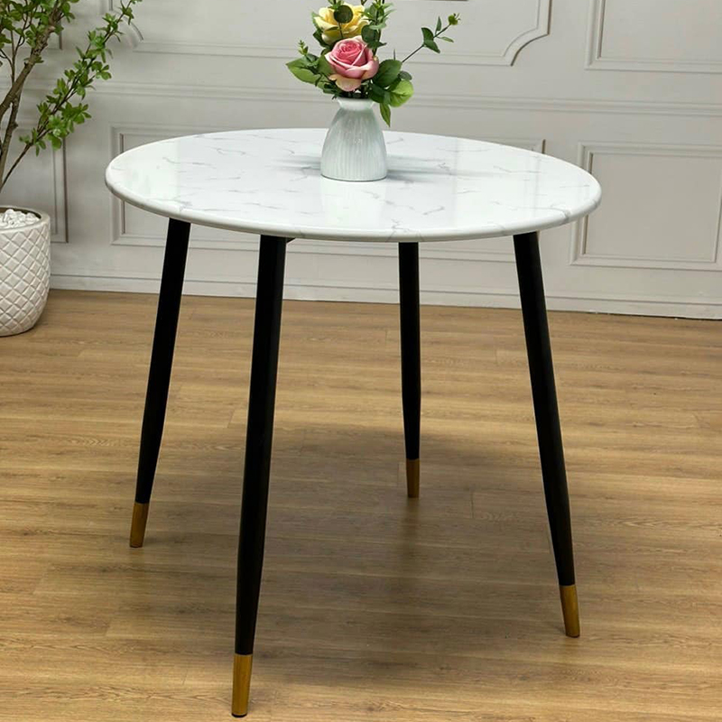 Bàn cafe tròn mặt gỗ HDF giả đá chân sắt GC965