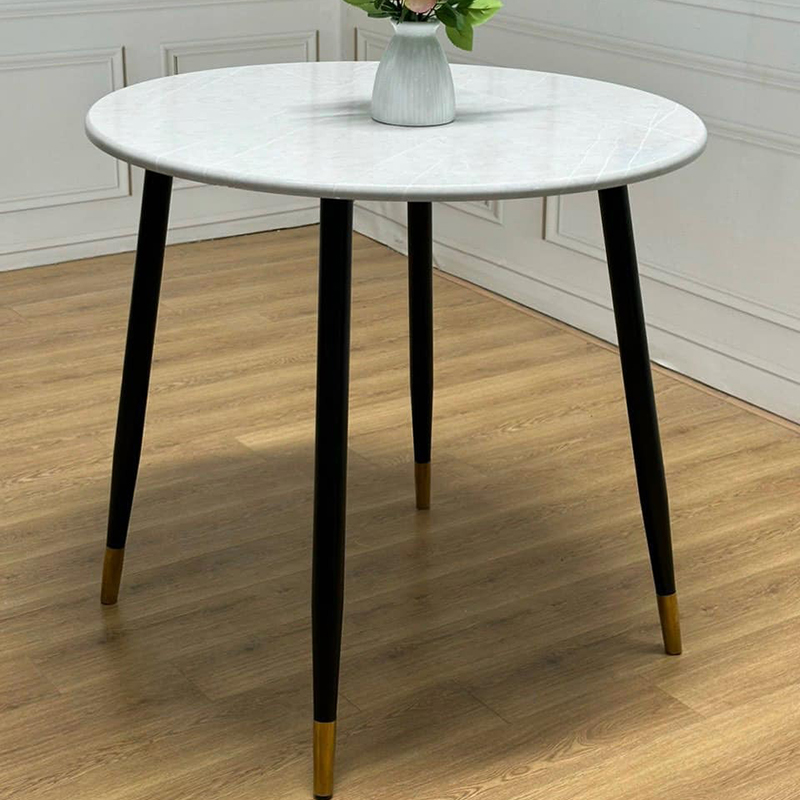 Bàn cafe tròn mặt gỗ HDF giả đá chân sắt GC965