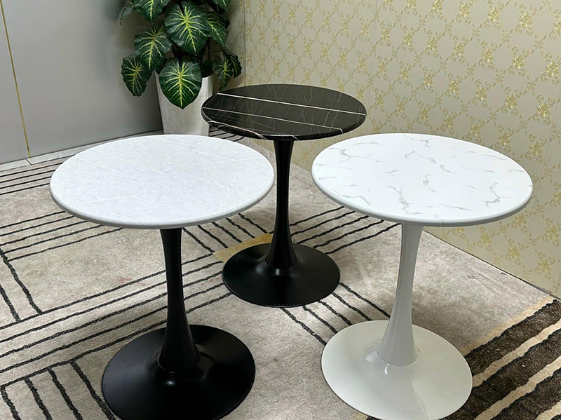 Bàn cafe tròn TULIP mặt gỗ HDF phủ PVC giả đá GC966