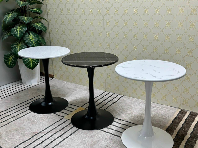 Bàn cafe tròn TULIP mặt gỗ HDF phủ PVC giả đá GC966