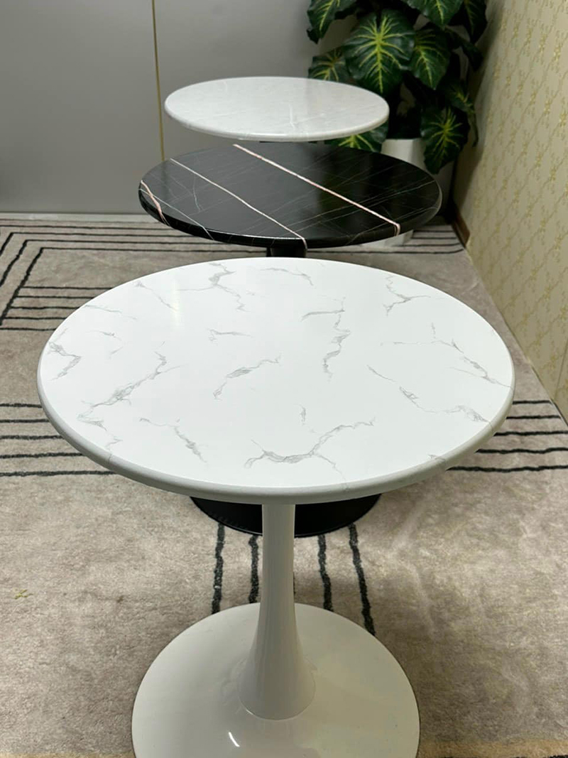 Bàn cafe tròn TULIP mặt gỗ HDF phủ PVC giả đá GC966