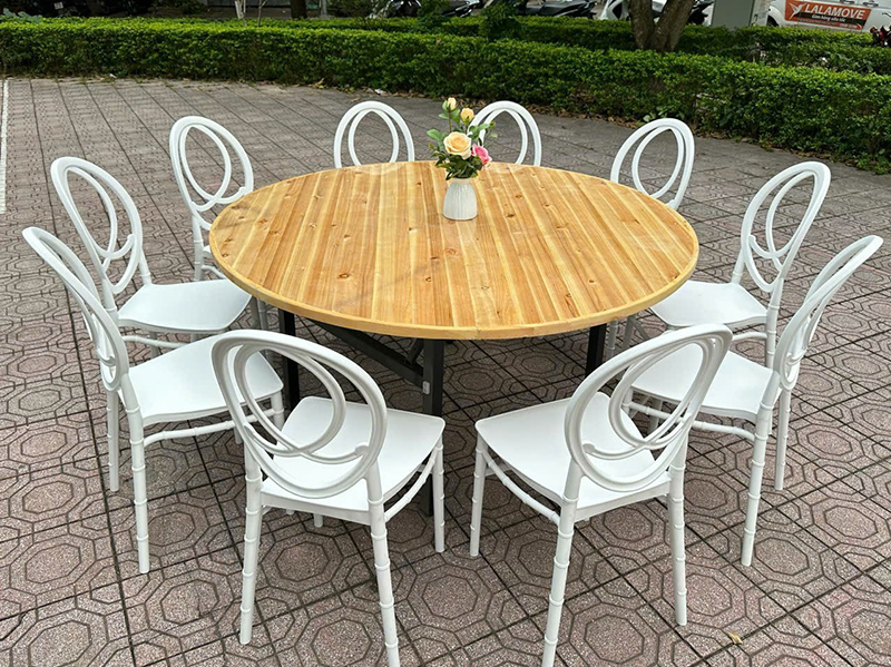 Bộ bàn tròn 10 người nhà hàng hội nghị, đám cưới ghế OVAL GC828