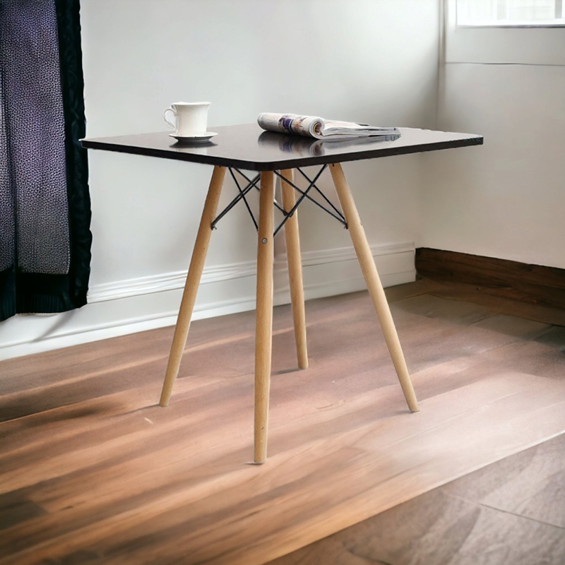 Bàn vuông Eames mặt gỗ chân đan GC797