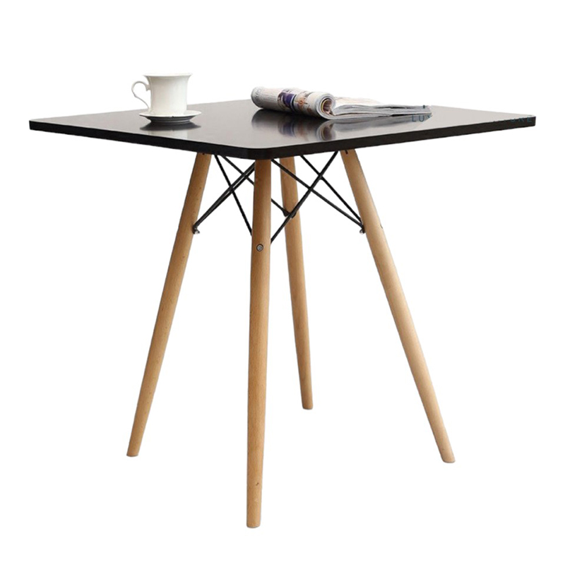 Bàn vuông Eames mặt gỗ chân đan GC797
