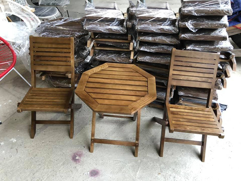 Bộ bàn ghế cafe gấp gỗ sồi giá rẻ GC597