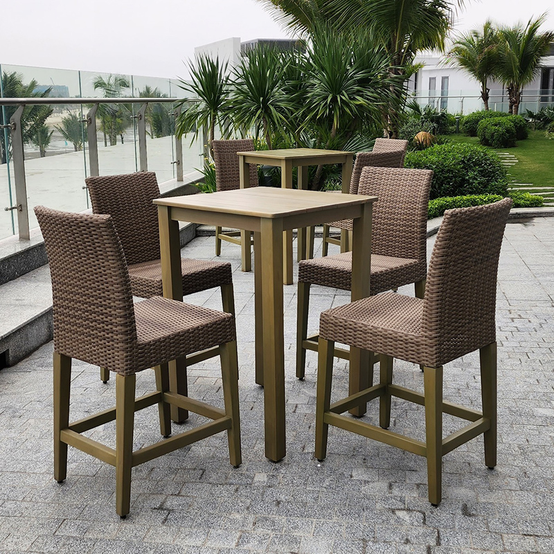 Bàn ghế cafe nhựa giả mây đẹp cho sân thượng, ban công ngoài trời BM530