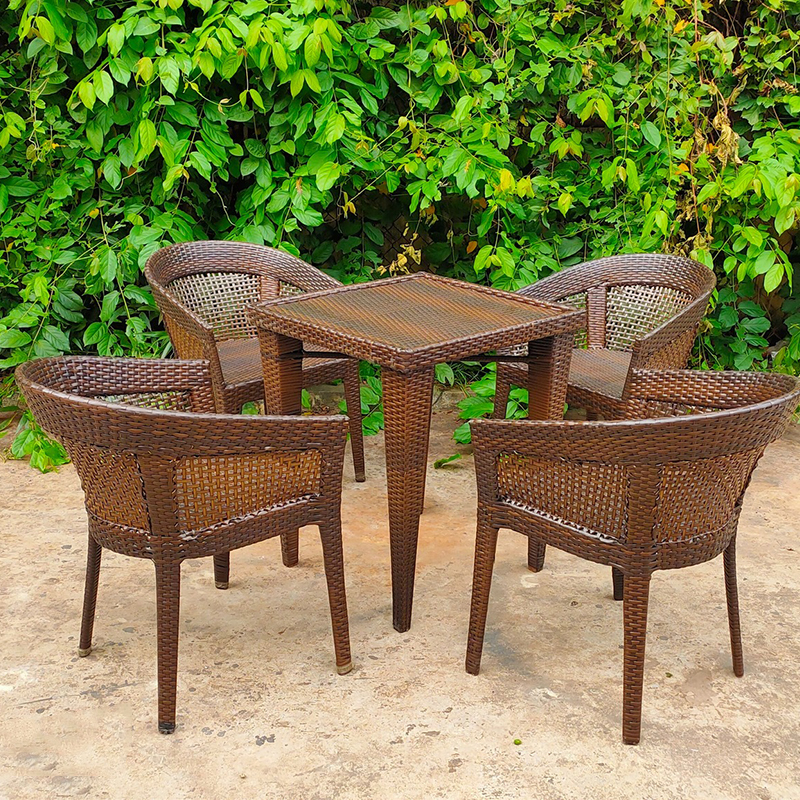 Bàn ghế mây nhựa 4 ghế 1 bàn đan thủ công BM528
