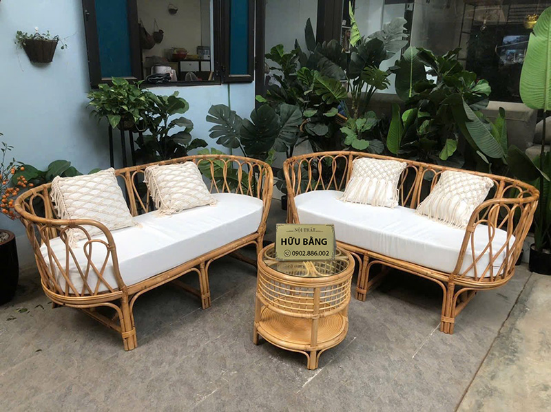 Ghế sofa mây tự nhiên tay cuộn tròn Vintage kiểu dáng sang trọng sành điệu BM204