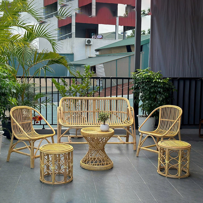 Bộ bàn ghế sofa mây tự nhiên cao cấp decor phòng khách BM483