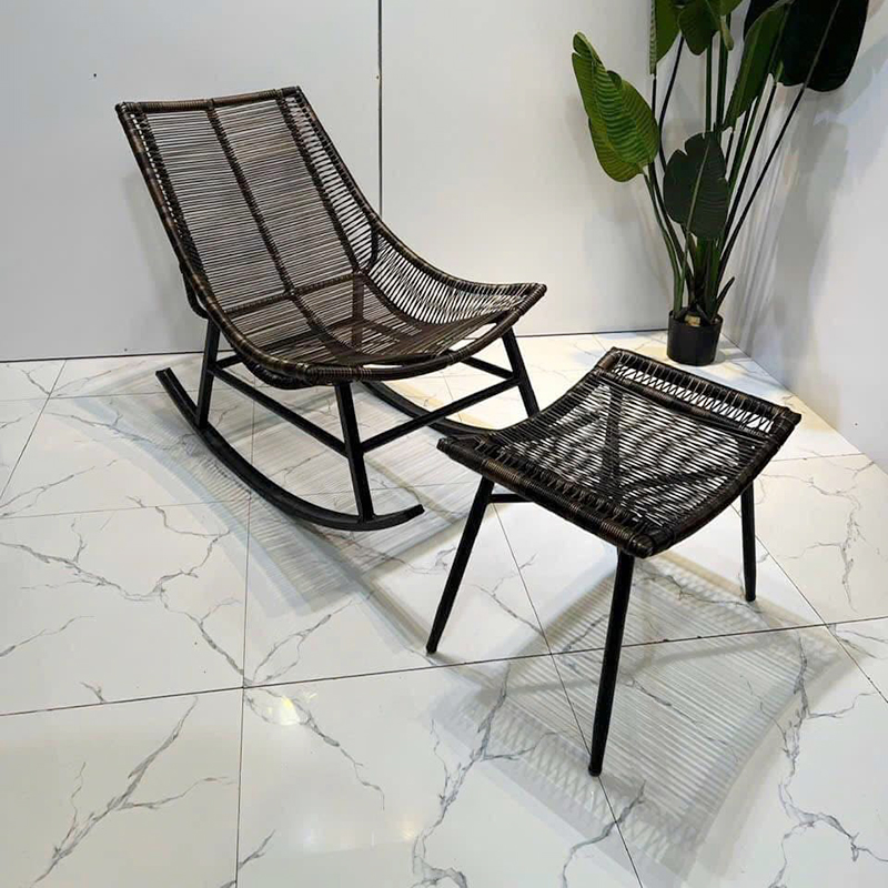 Ghế mây bập bênh thư giãn kèm đôn ghế BM512