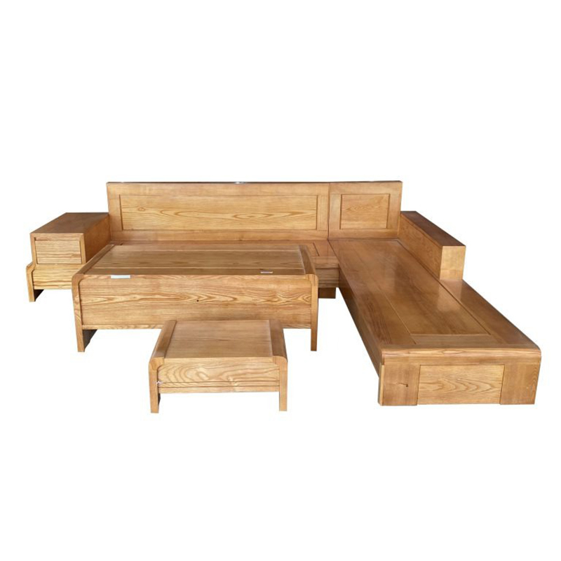 Sofa chân uốn có ngăn kéo gỗ Sồi màu đinh hương BK018