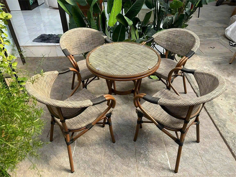 Bộ bàn cafe sân vườn, ban công, khu vực bên hồ bơi mặt kính BS378