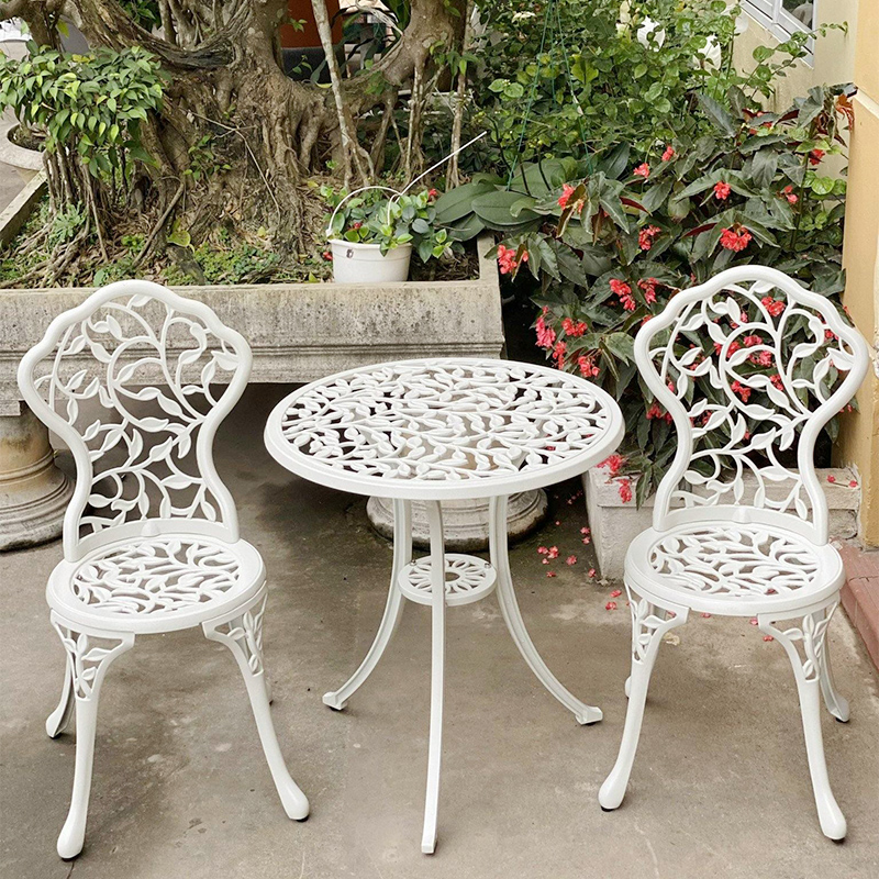Bộ bàn ghế nhôm đúc sân vườn nghệ thuật hình lá cây BS618