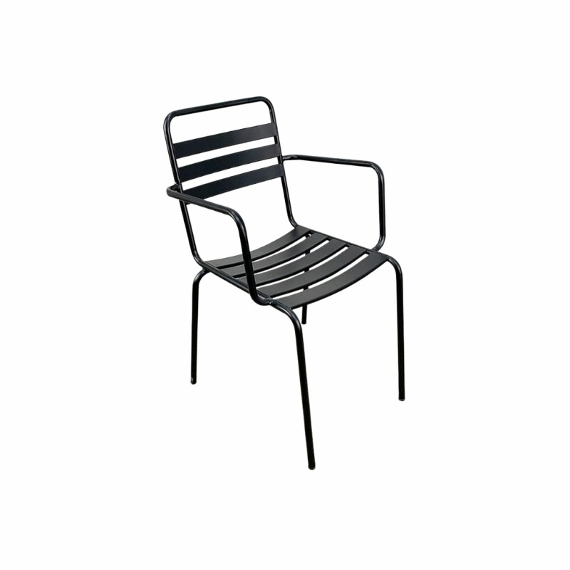 Bộ bàn ghế tựa sắt 3 nan có tay thiết kế chắc chắn bền bỉ BS115