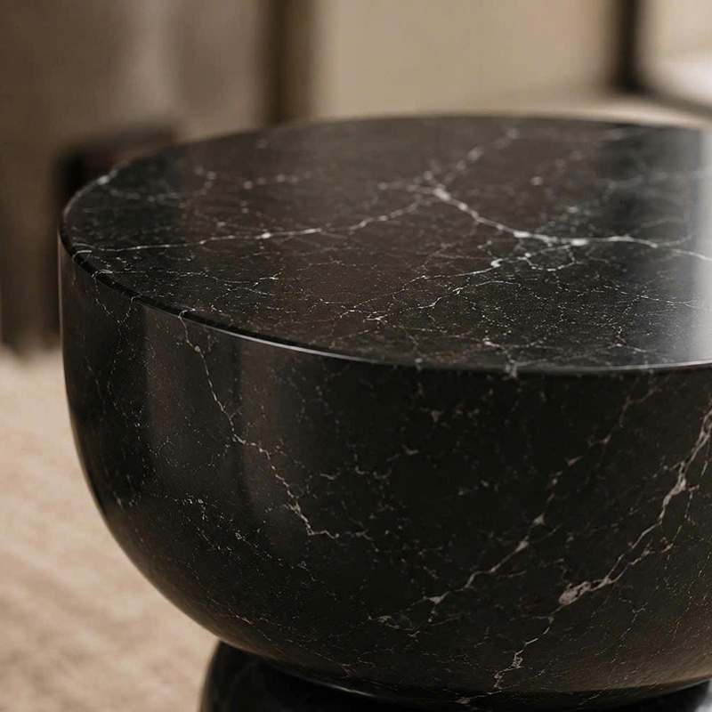Bàn side tab đá Marble cao cấp đường vân, sắc đen huyền bí BC573