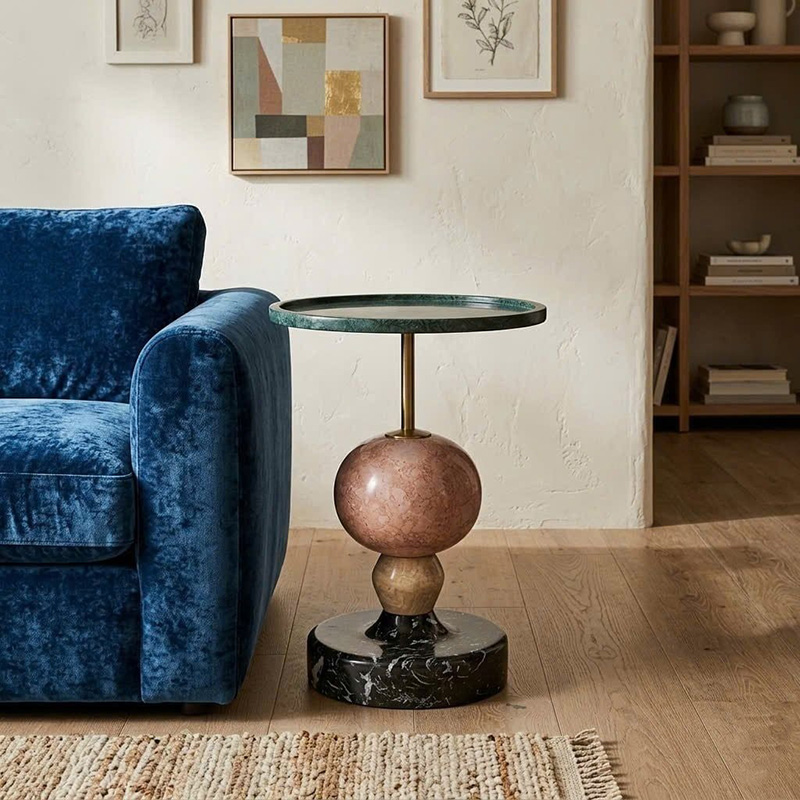 Bàn Side Table trụ đá khối đa sắc BC217