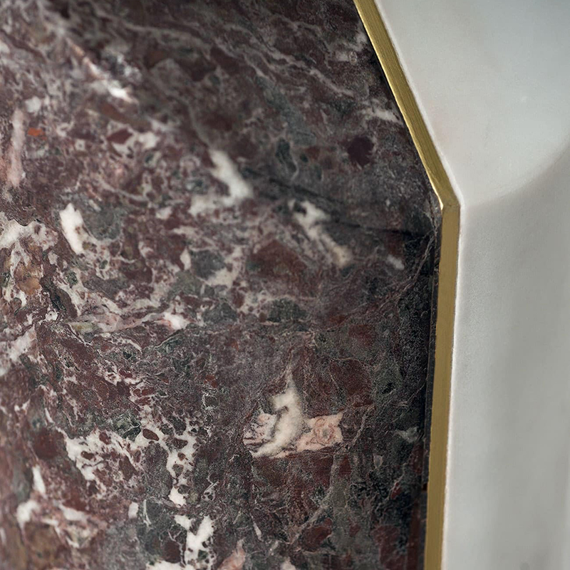 Bàn Side Table trụ đá tự nhiên kết hợp inox và mặt kính BC201