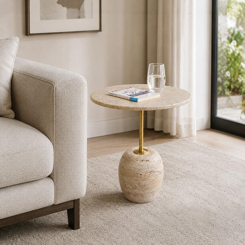 Bàn tab đá Travertine đẹp tối giản nhưng đầy tinh tế cho không gian sống hiện đại BC237
