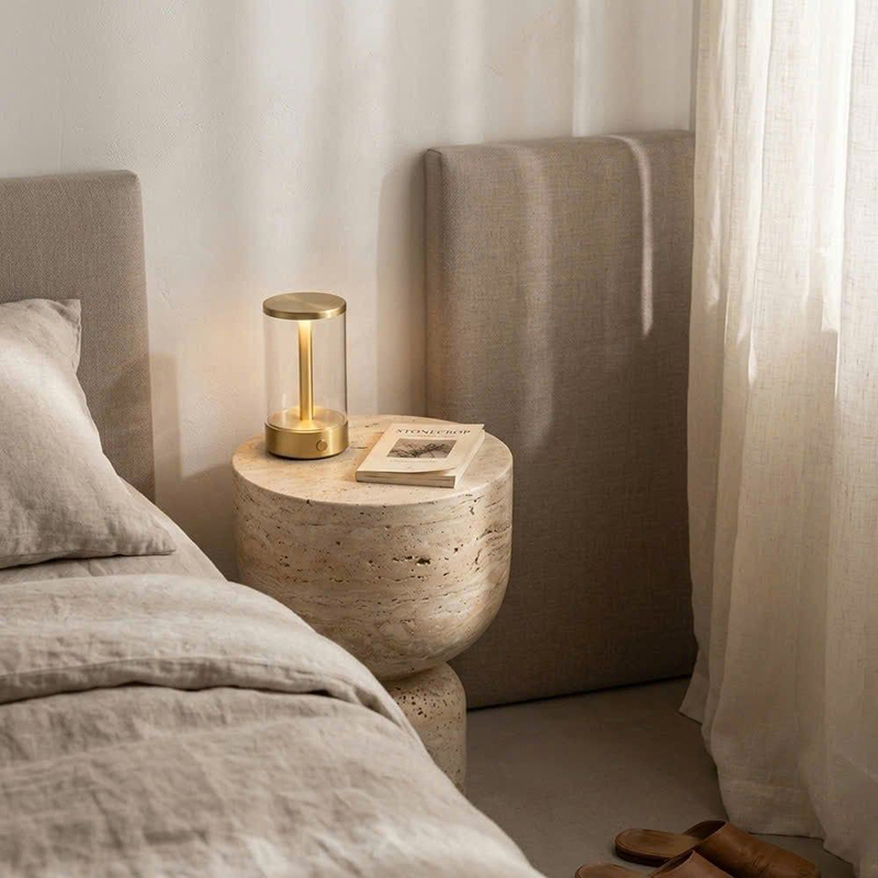 Bàn tab sofa đá tự nhiên Travertinen nguyên khối BC873