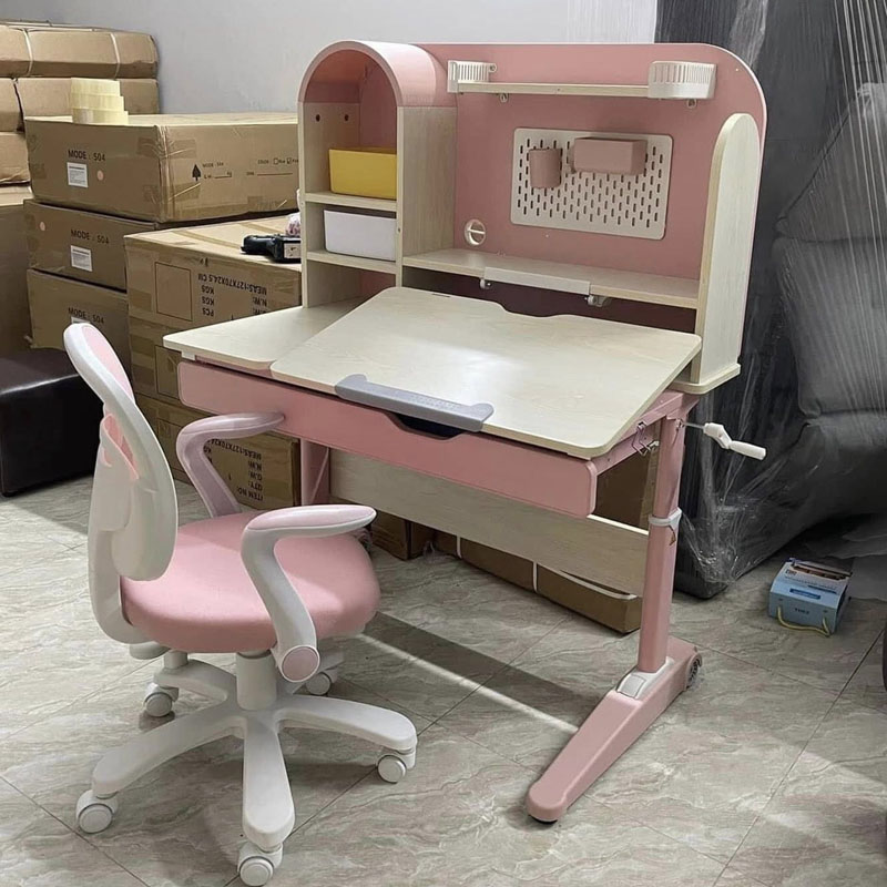 Bàn học cho bé thông minh S04 gỗ cao cấp, kích thước 60x100cm hỗ trợ chống gù BH278