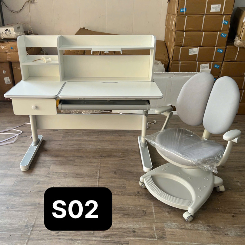 Bàn học thông minh cho bé S02 chỉnh được độ cao có giá đỡ sách và ngăn kéo BH930