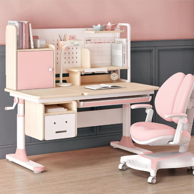 Bàn học thông minh cho bé S03 màu Xanh - Hồng liền giá sách BH273