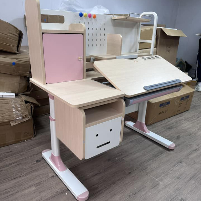 Bàn học thông minh cho bé S03 màu Xanh - Hồng liền giá sách BH273