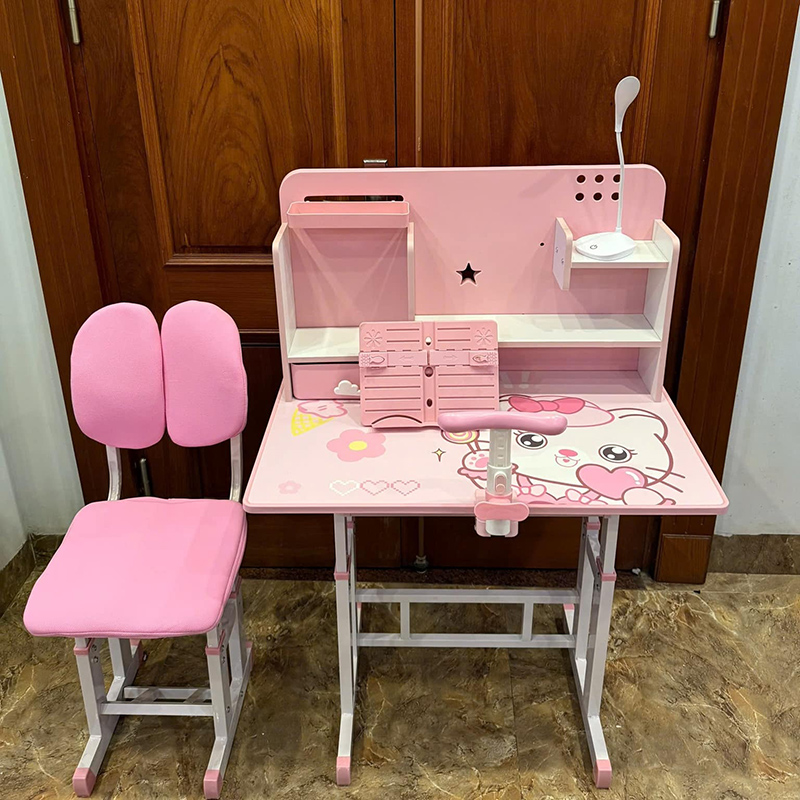 Bộ bàn ghế học sinh tiểu học màu xanh hồng giá rẻ BH936