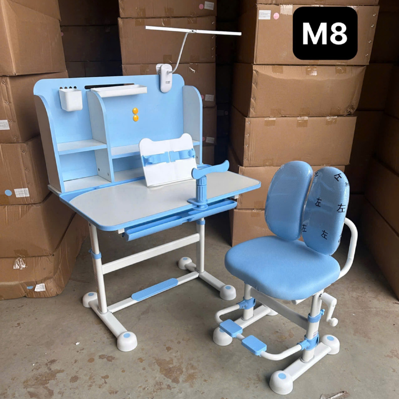 Bộ bàn học M8 tăng giảm chiều cao thông minh đầy đủ quà tặng tiện ích BH723