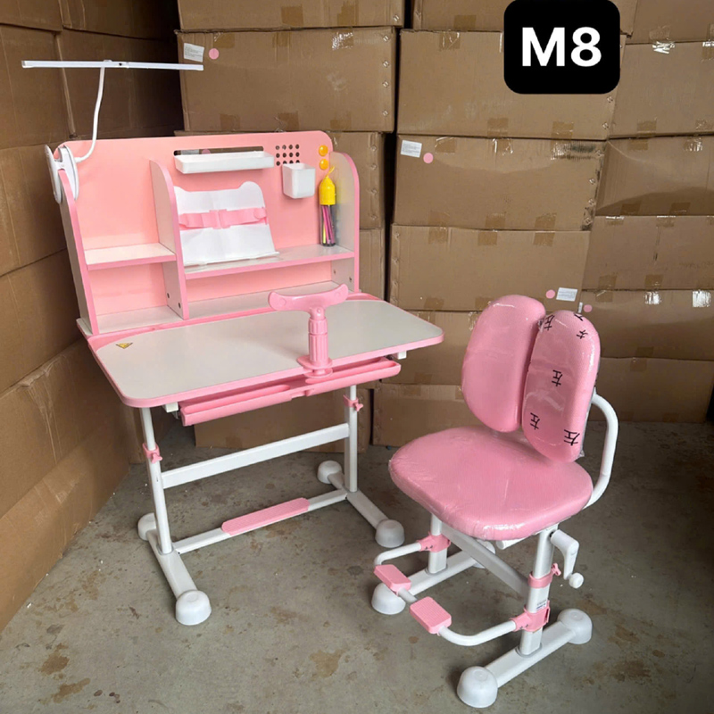 Bộ bàn học M8 tăng giảm chiều cao thông minh đầy đủ quà tặng tiện ích BH723