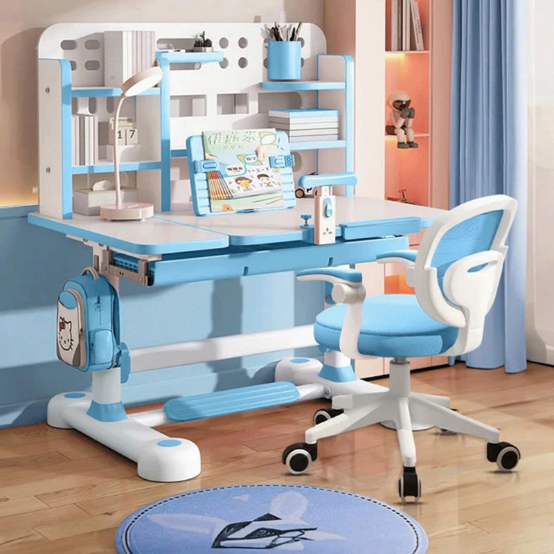 Bộ bàn học trẻ em C13 có kệ sách mới cho bé nâng cấp ghế xoay 360 độ BH111