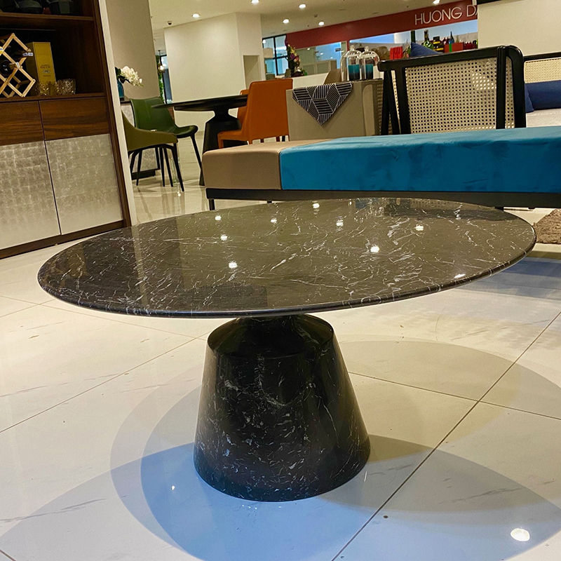 Bàn trà đế đá hình chai nguyên khối, mặt đá tự nhiên BT943