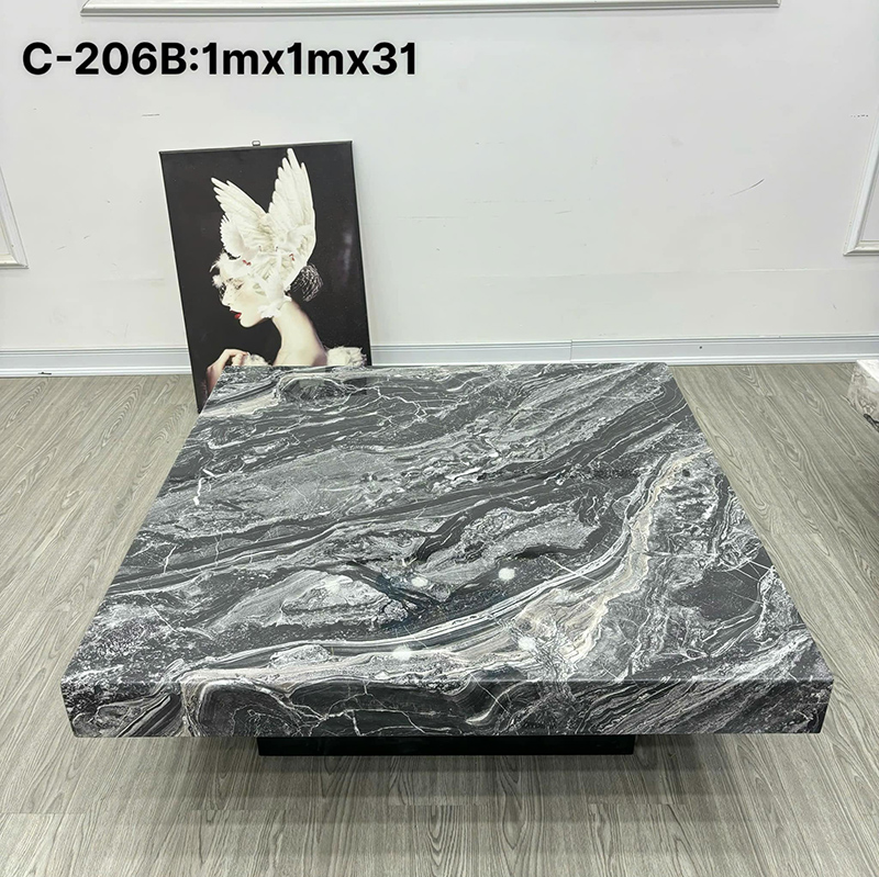Bàn trà sofa vuông mặt đá Cẩm Thạch nguyên tấm BT666