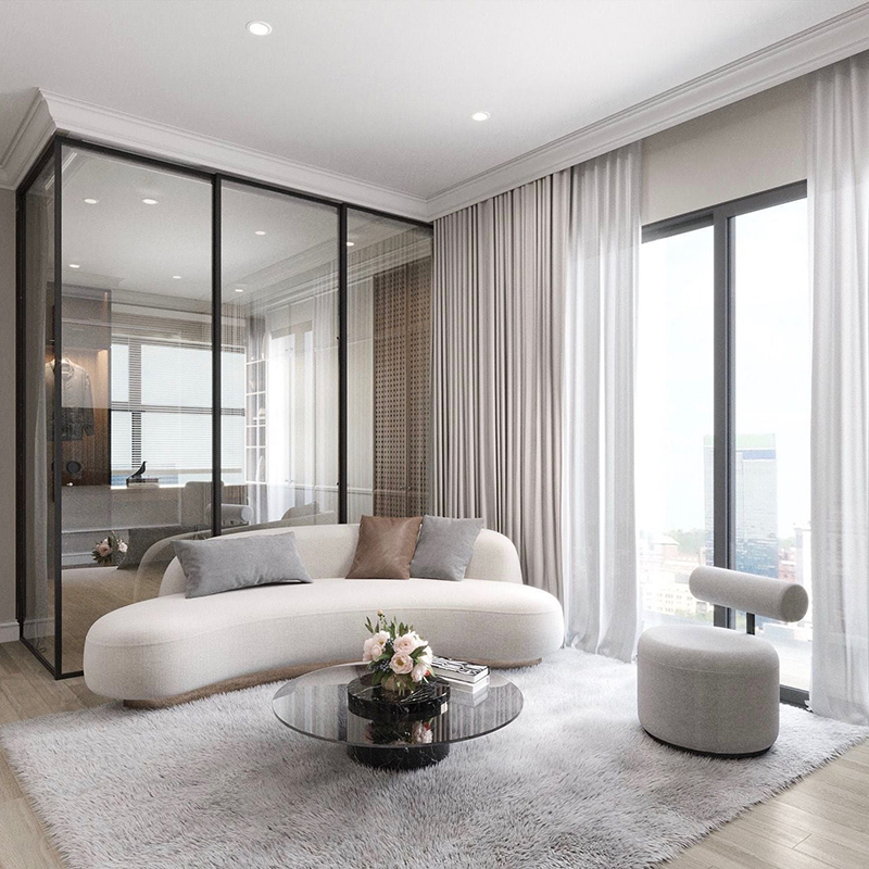 Bàn trà trụ đá đen tự nhiên nguyên khối mặt kính BT500