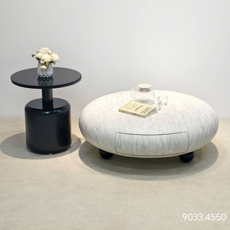 Bàn trà đôi Decor phòng khách thiết kế tròn bo cong độc đáo BT593