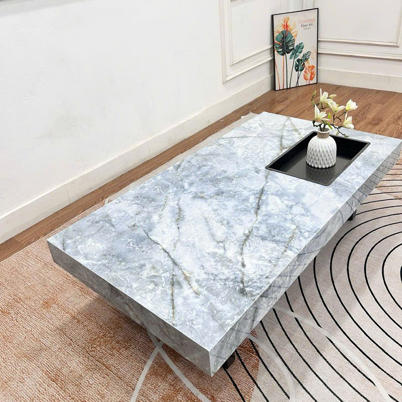 Bàn trà mặt đá chân hợp kim sơn tĩnh điện bóng KT 130cm x 70cm BT288
