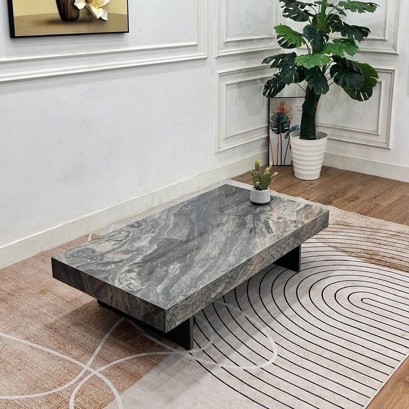 Bàn trà sofa mặt đá dạng khối đẹp, bo viền sắc nét KT 130cm x 70cm BT743