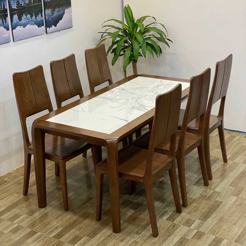 Bộ bàn ăn gỗ sồi sang trọng và đẳng cấp 6 ghế BA570