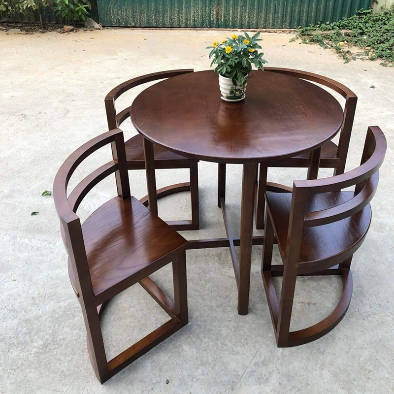 Bộ bàn ăn mặt gỗ 4 ghế gỗ xếp gọn tiết kiệm diện tích BA677